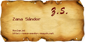 Zana Sándor névjegykártya